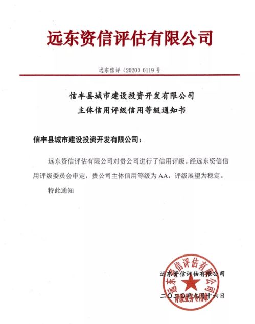 喜訊 信豐縣城投公司獲aa主體信用評(píng)級(jí)